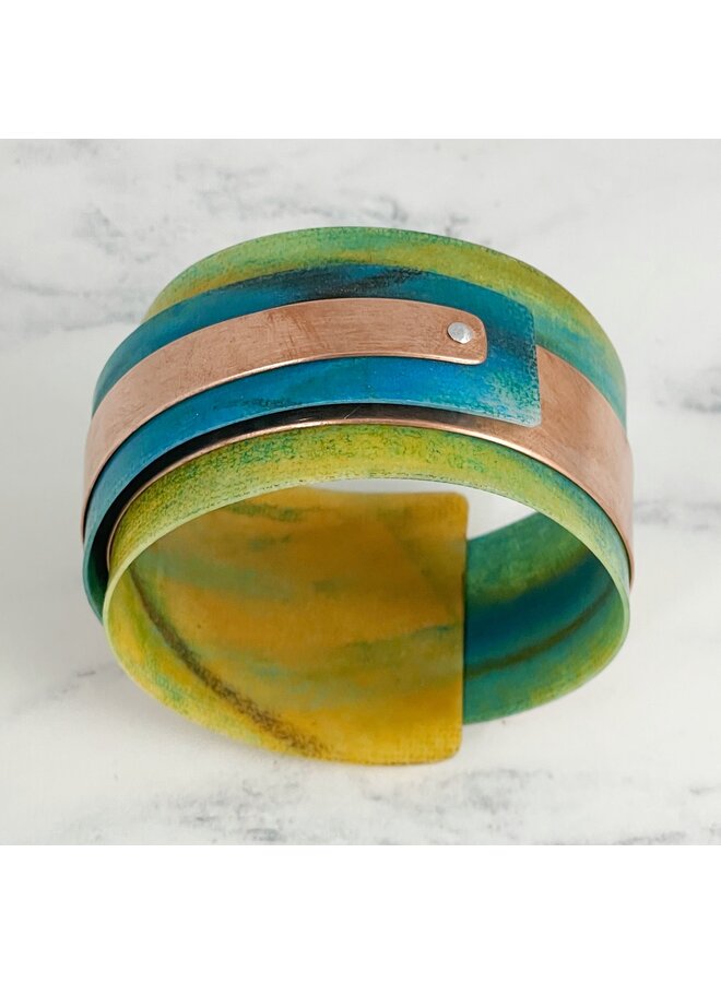 Yellow Turquoise(A) Copper and Plastic Adjustable Cuff 135