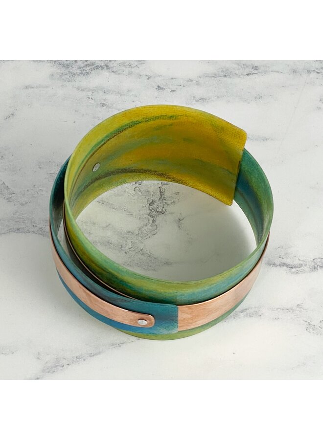 Yellow Turquoise(A) Copper and Plastic Adjustable Cuff 135