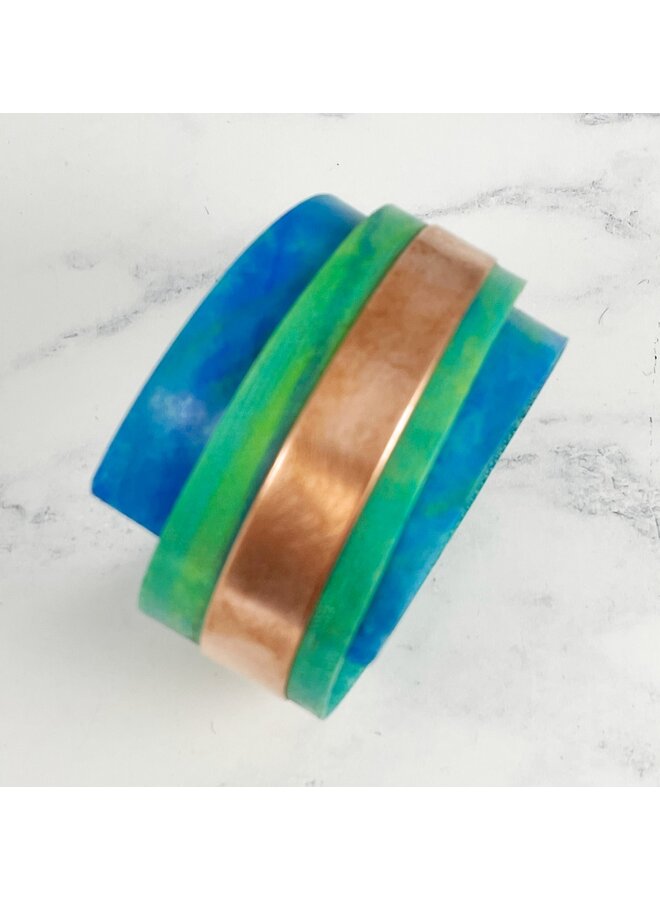 Brazalete Ajustable Cobre y Plástico Verde Turquesa 134