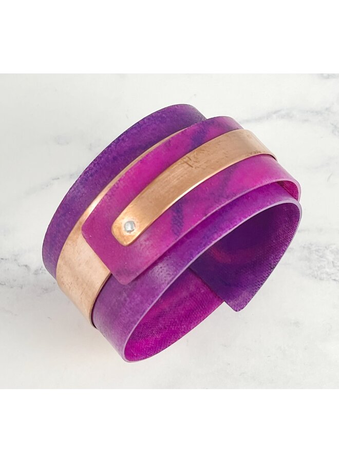 Purple Copper and Plastic Adjustable Cuff 133