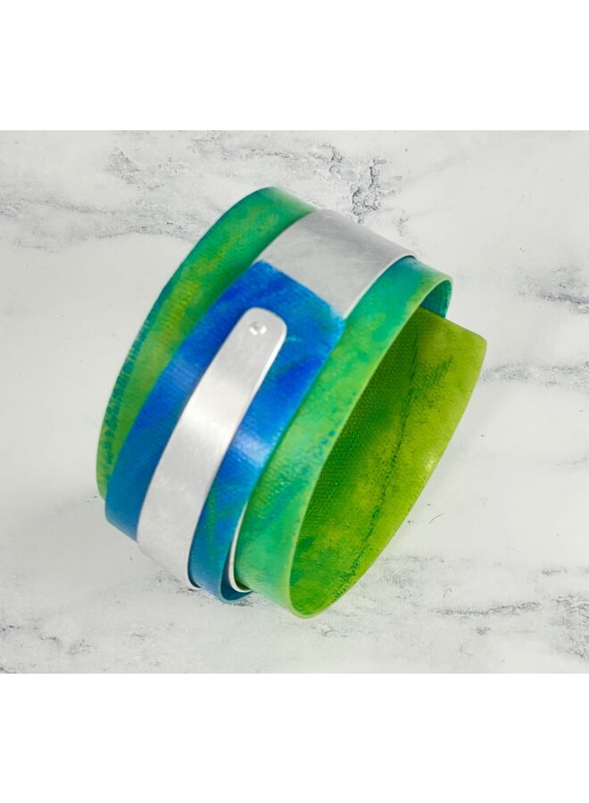 Blue Green Aluminium and Plastic Adjustable Cuff 127