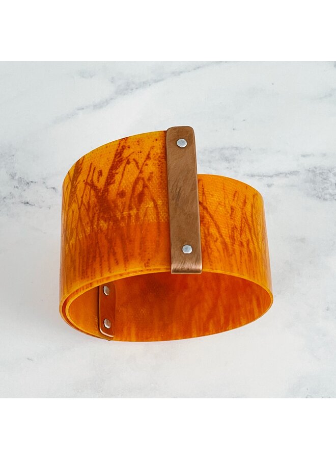 Orange and Rust Grasses Copper and Plastic Cuff 107