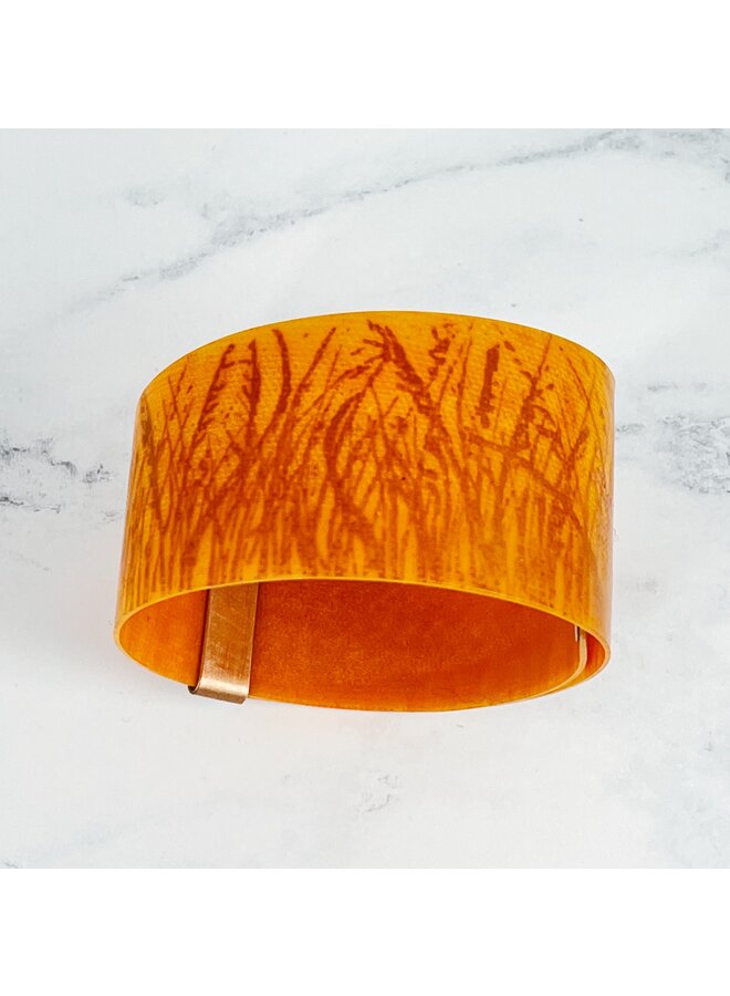 Orange and Rust Grasses Brazalete de Cobre y Plástico 107