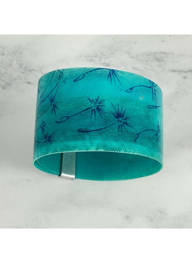 Turquoise Dandelion Aluminium  and Plastic Cuff 114