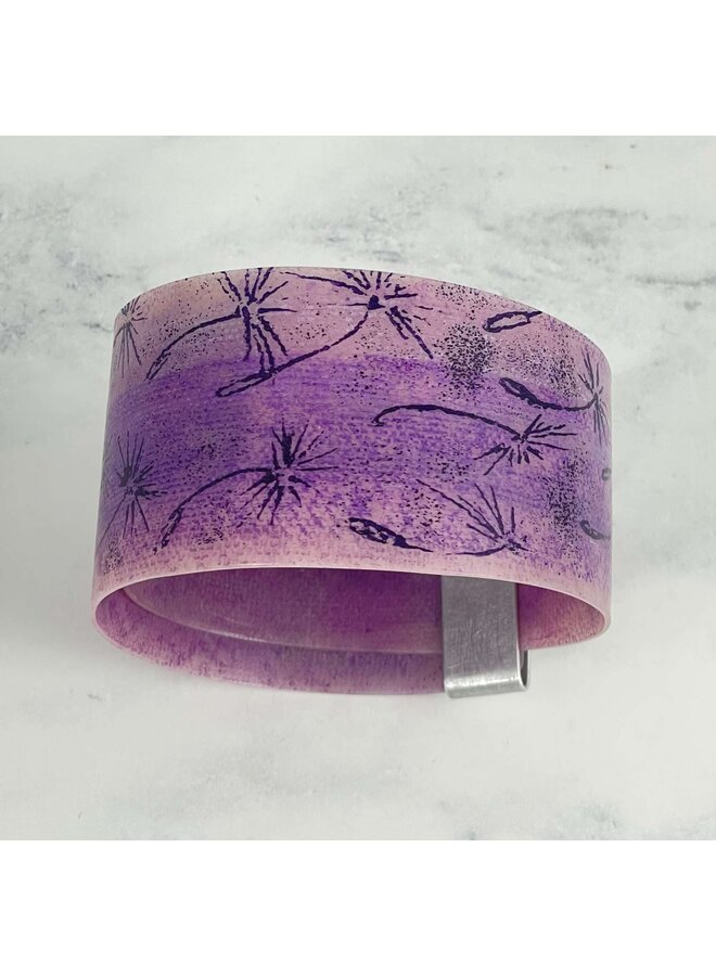 Lilac Dandelion Aluminium  and Plastic Cuff 115