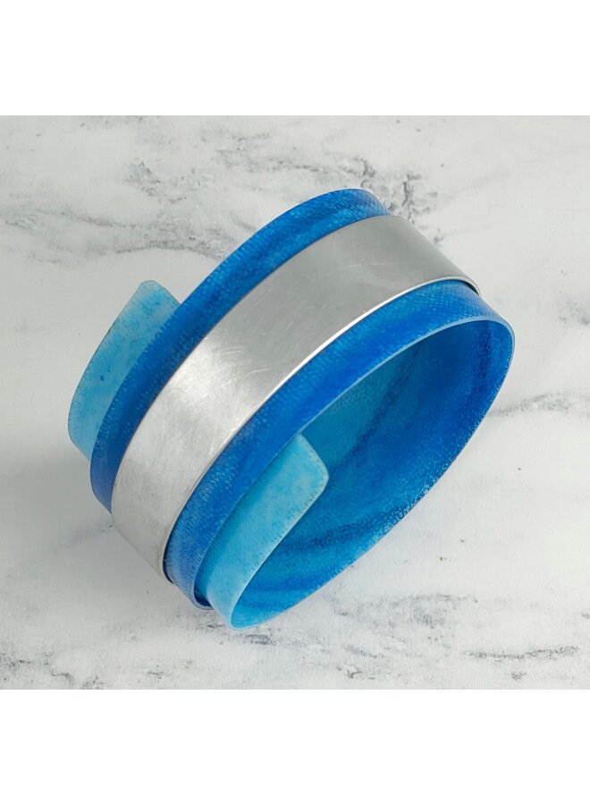 Brazalete Ajustable Aluminio y Plástico Azul 123