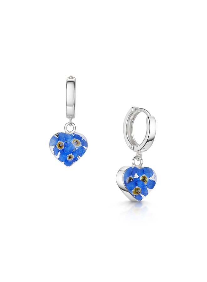 Forget-me-not heart huggie hoop earrings H02