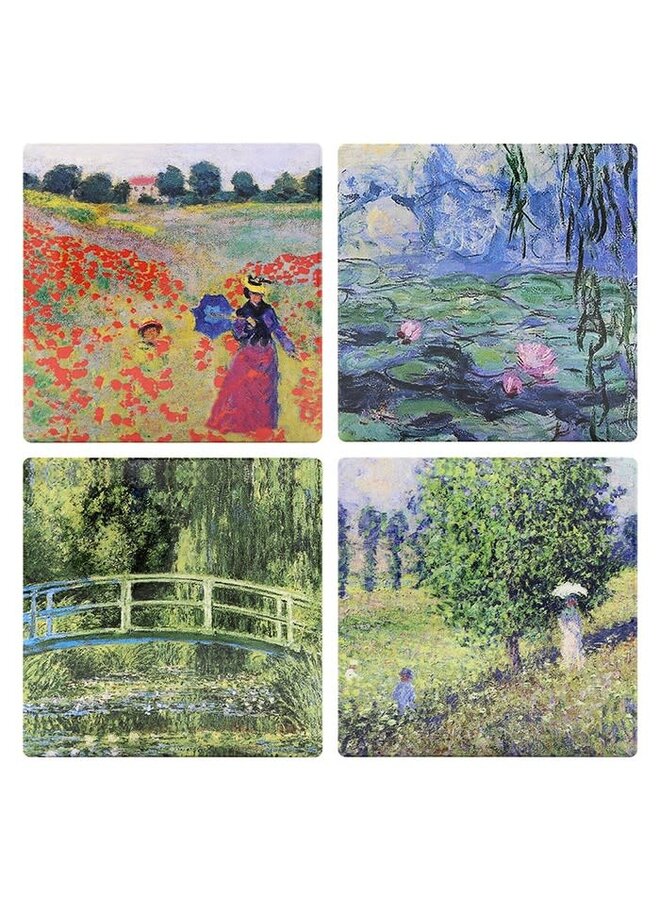 Summer Walk  - Monet  Square Ceramic Coaster 07