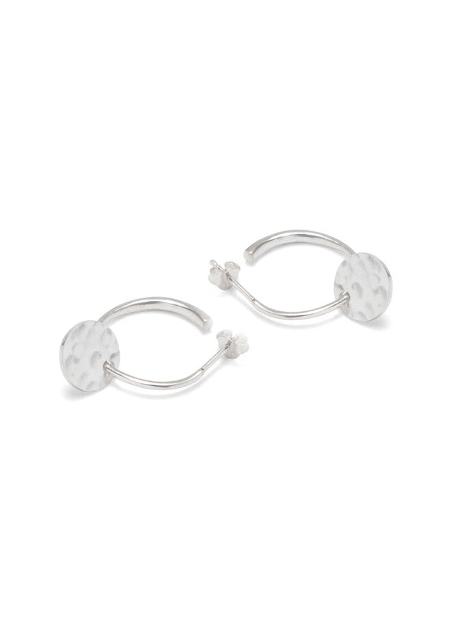 Boucles d'Oreilles Demi Créoles Argent Martelé Disque 167