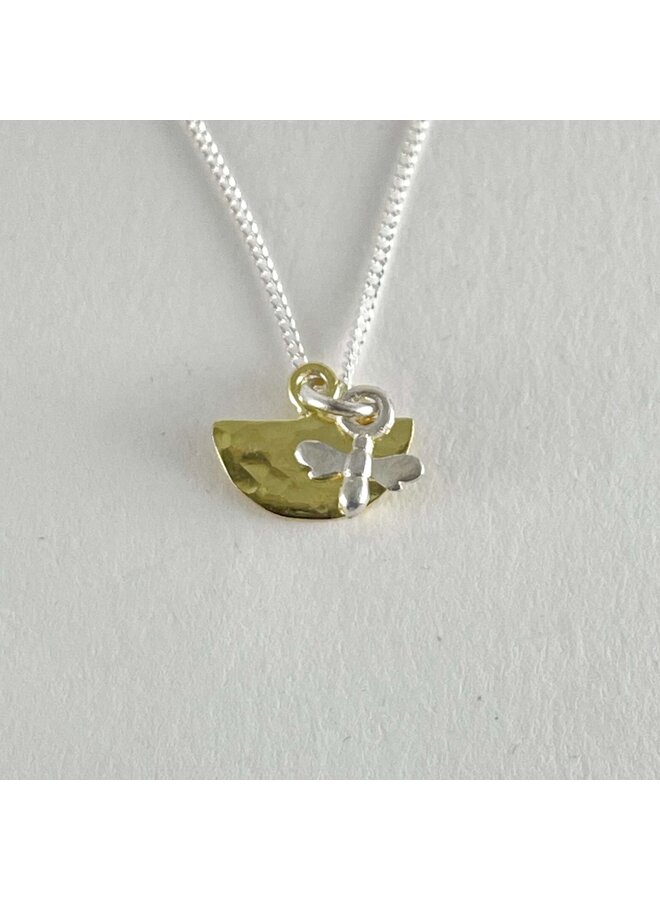Gold Semi-Circle with Silver Bee necklace 155