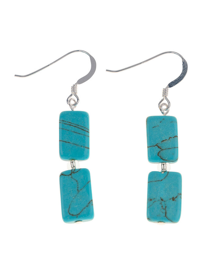 Turquoise Mosaic Rectangles Earrings 857