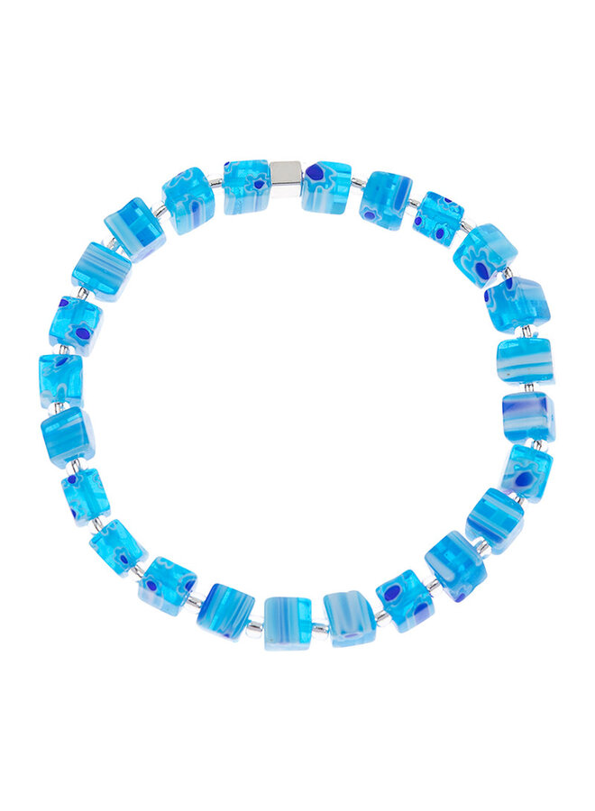 Bracelet Cubes Millifiore Bleu Ciel 825