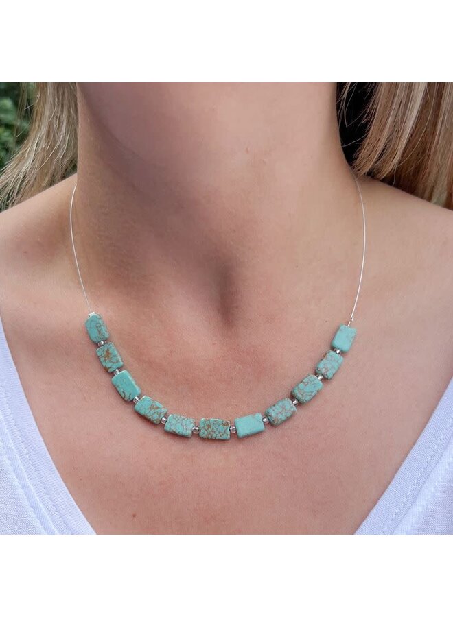 Collar de eslabones de rectángulos de mosaico de jade 1860