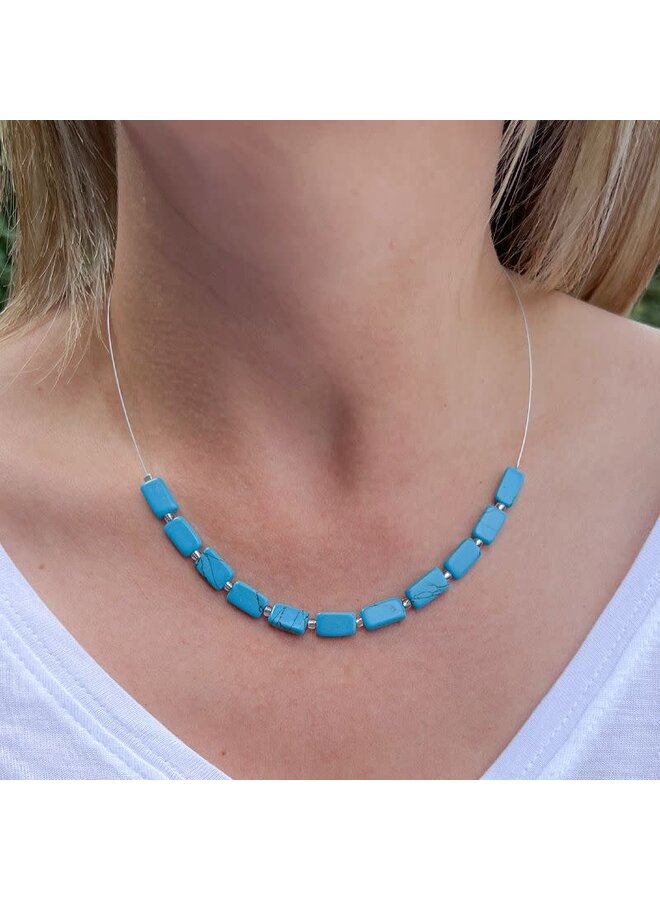 Turquoise Mosaic Rectangles Link Necklace 1858