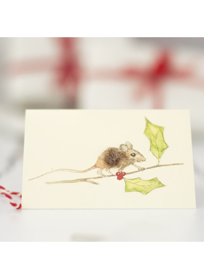 Рождественская мини-открытка Мышка 068