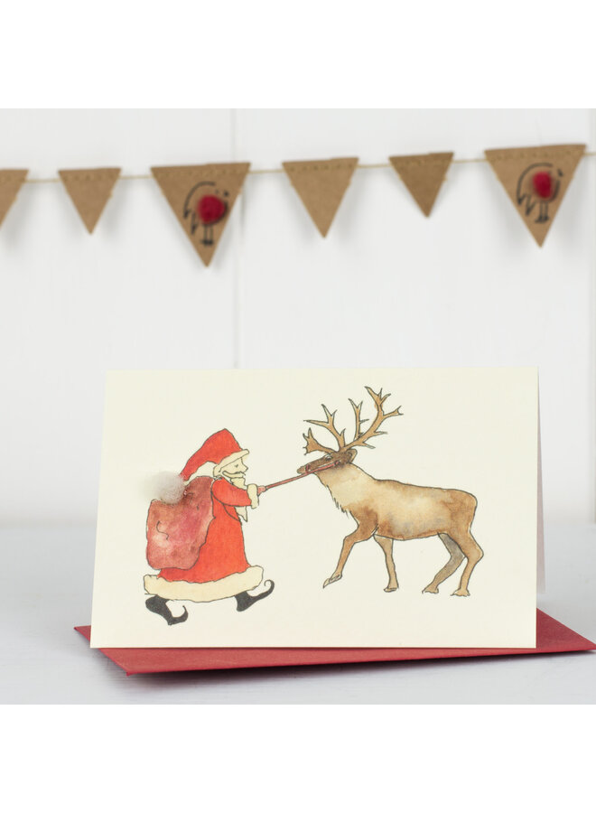 Mini Tarjeta Papá Noel y Rudolf 066