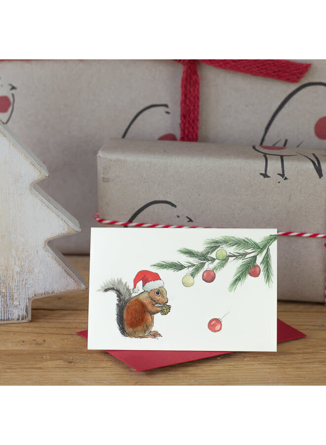 Squirrel and Baubles Mini Card 059
