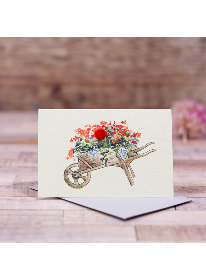 Schubkarre mit Blumen Minikarte 048