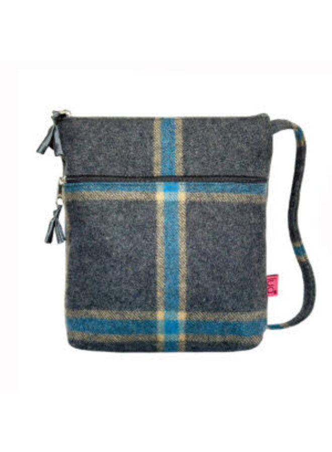 Cross Body Purse Checks  Grey / Blue 878