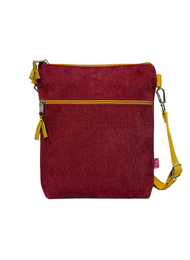 Cross Body Purse Corduroy  / Dark Red  877