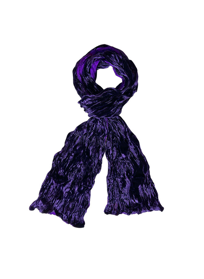 Crinkle Velvet and Silk Scarf - Purple  913