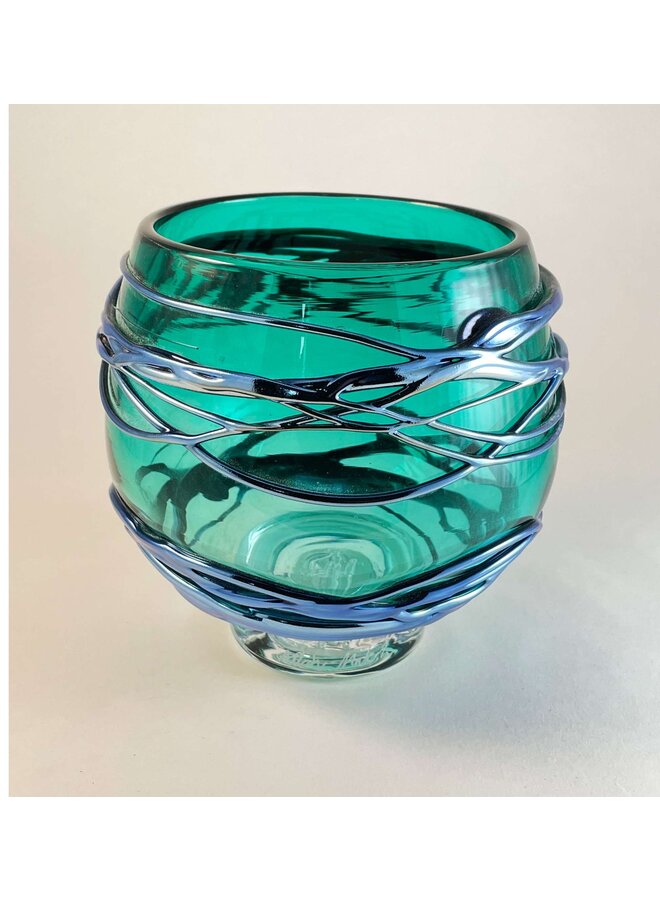 Зеленая/серебристая стеклянная чаша, маленькая 55