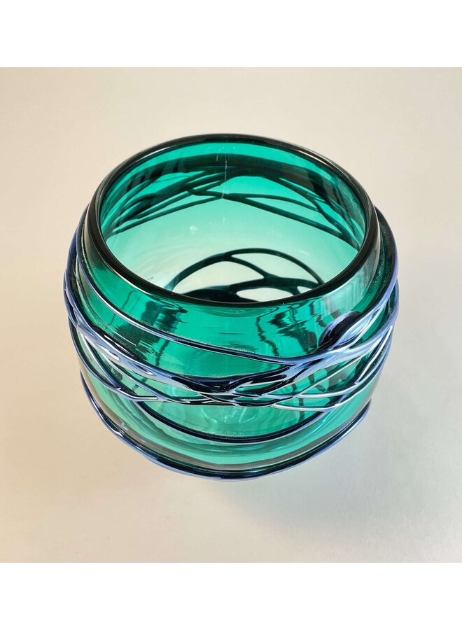 Bol en verre traînant vert/argent petit 55