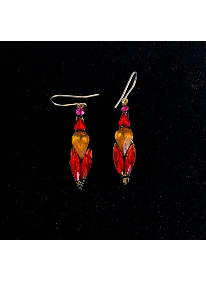 Orange Icicle Drop Earrings 442