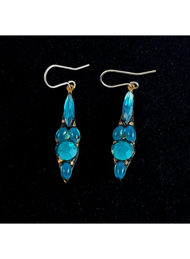 Boucles d'oreilles pendantes glaçon turquoise 438