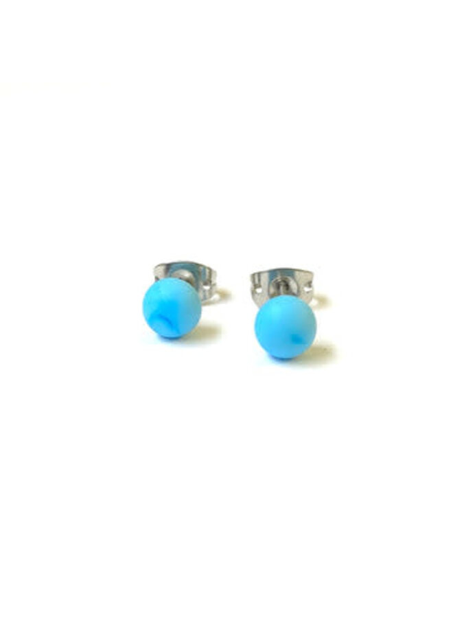 Glacier Frosted Glass Tiny Round Stud Earring 54