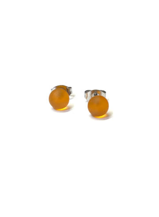 Amber Frosted Glass Tiny Round Stud Earring 53