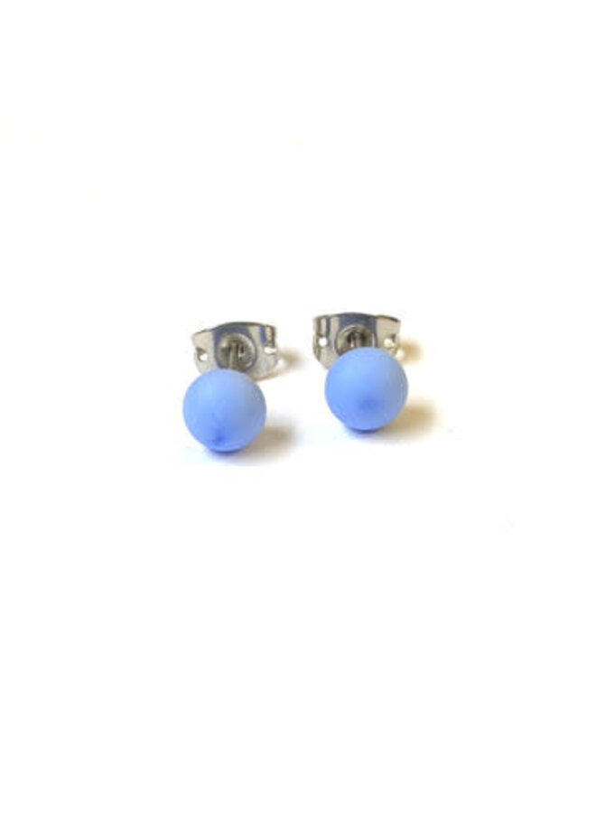 Periwinkle Frosted Glass Tiny Round Stud Earring 52