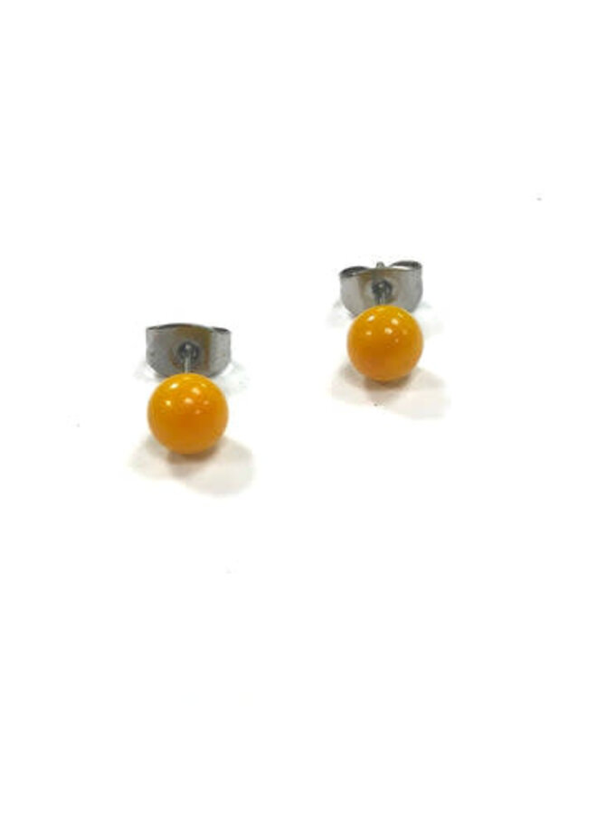 Ochre Glass Tiny Round Stud Earring 47