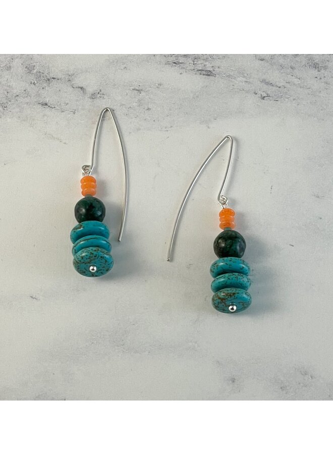 Turquoise and Coral  Earrings  159
