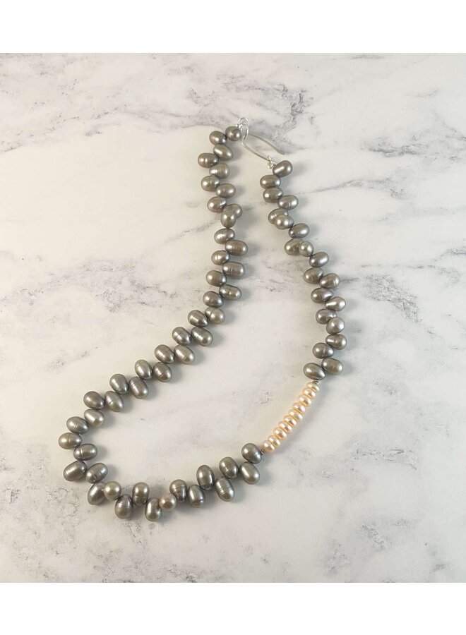 Grey and White Pearl Necklace 156