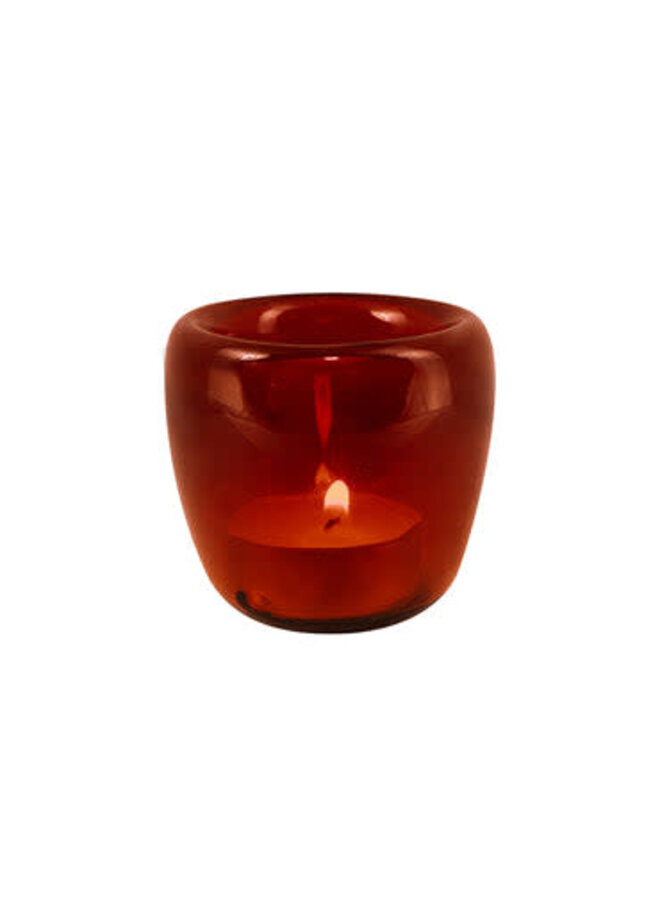 Handgefertigter Teelichthalter aus Glas, spanisches Orange 16