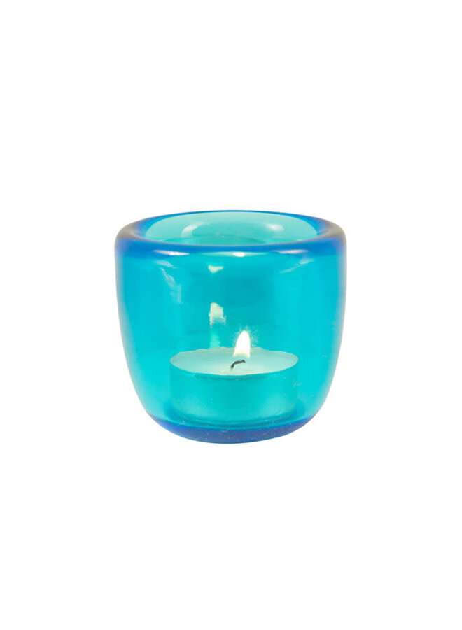 Glass Handmade Tealight Holder Medici Blue 15