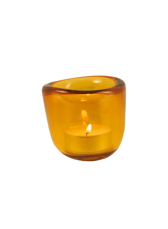 Portavelas de Vidrio Hecho a Mano Amarillo Indio 13