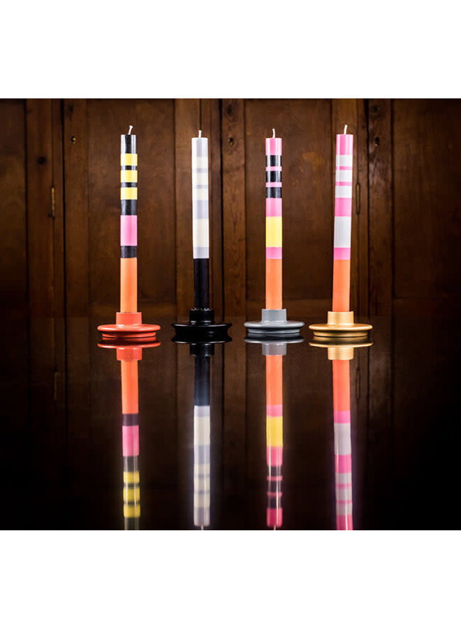 Stripped Colour Dinner Candles Neyron x 4 candles 19