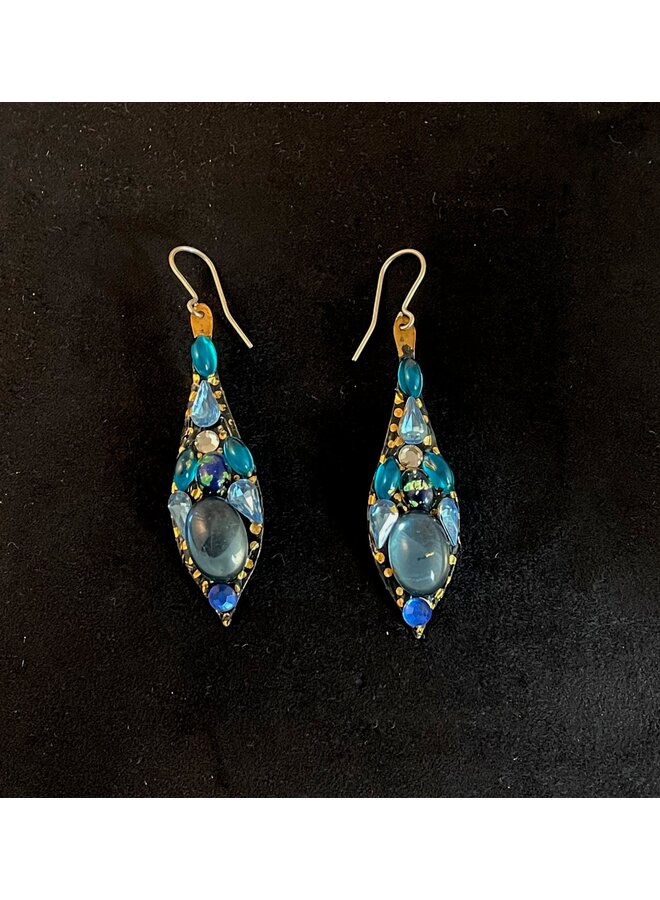 Blue large drop earrings 487