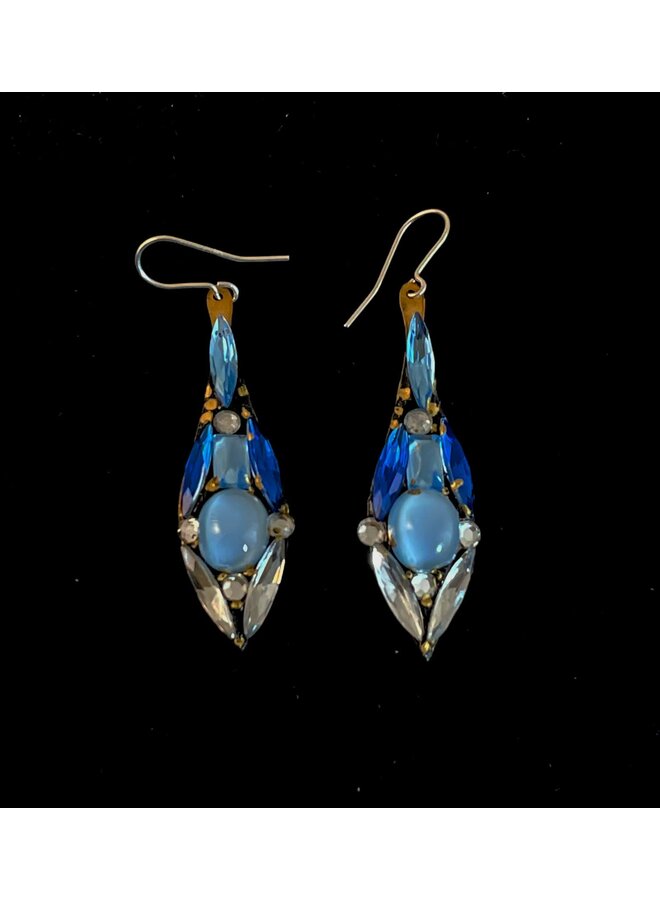 Blue large drop earrings 486
