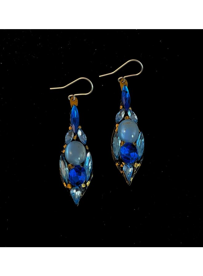 Blue large drop earrings 484