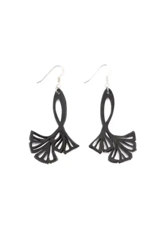 Fan Leaf Recycled Rubber Earrings 105