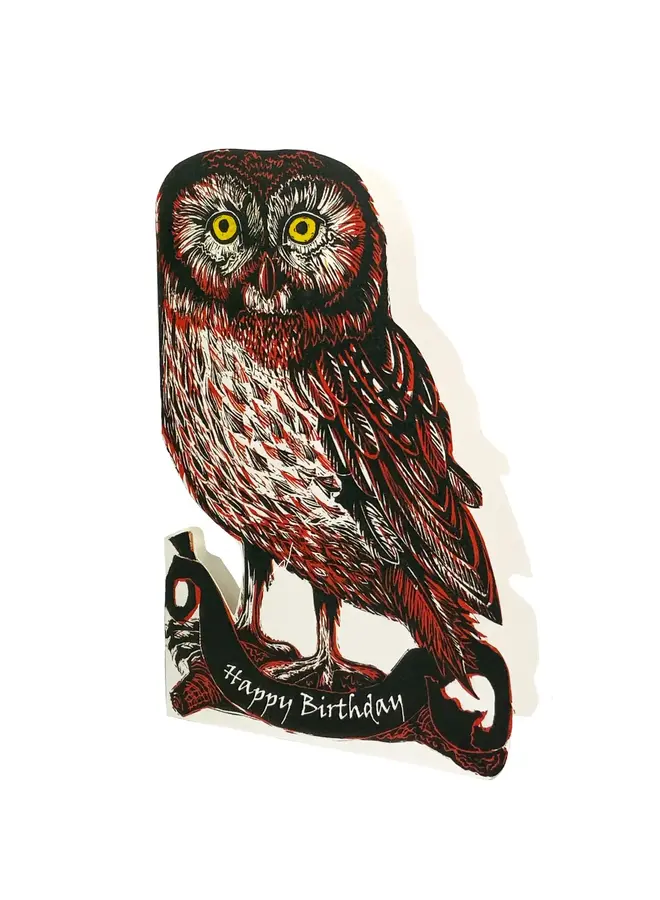 Tawny Birthday Owl Orange 3D card