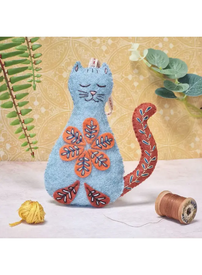 Folk Embroidered Cat  Felt Craft Mini Kit