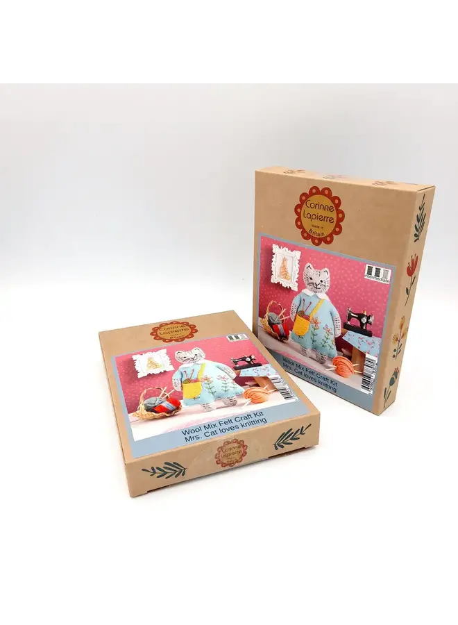 Cat Loves Knitting  Felt Craft Mini Kit