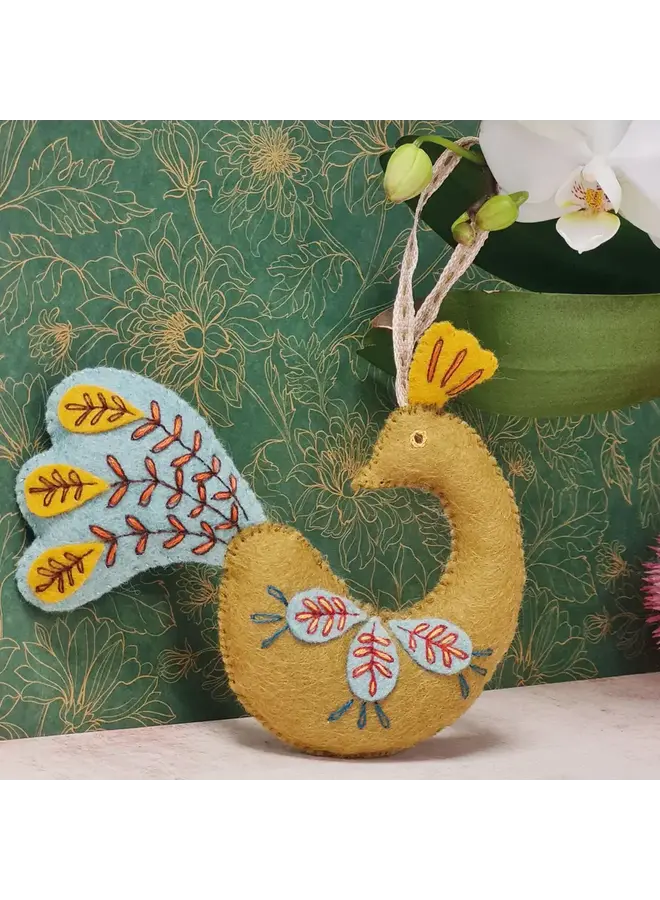 Folk Embroidered Peacock Felt Craft Mini Kit