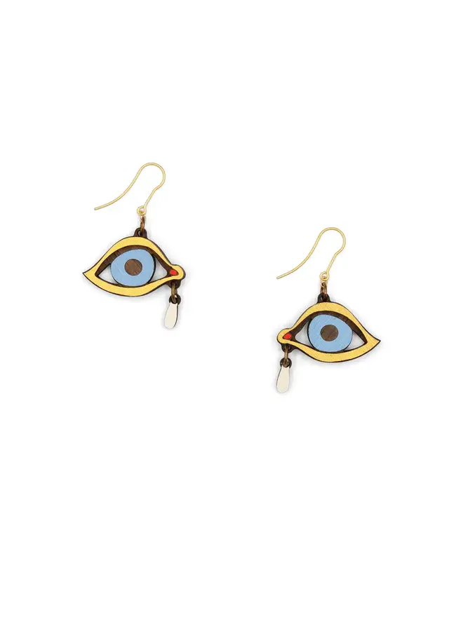 Boucles d'oreilles yeux avec crochet en forme de larme