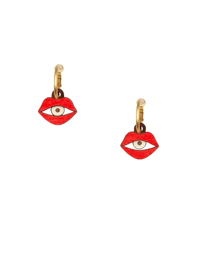 Eyes in a Mouth Hoop Earrings