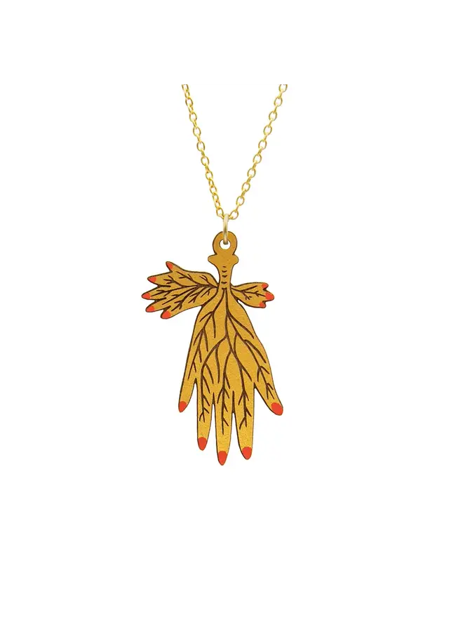 Collier main veinée de feuilles